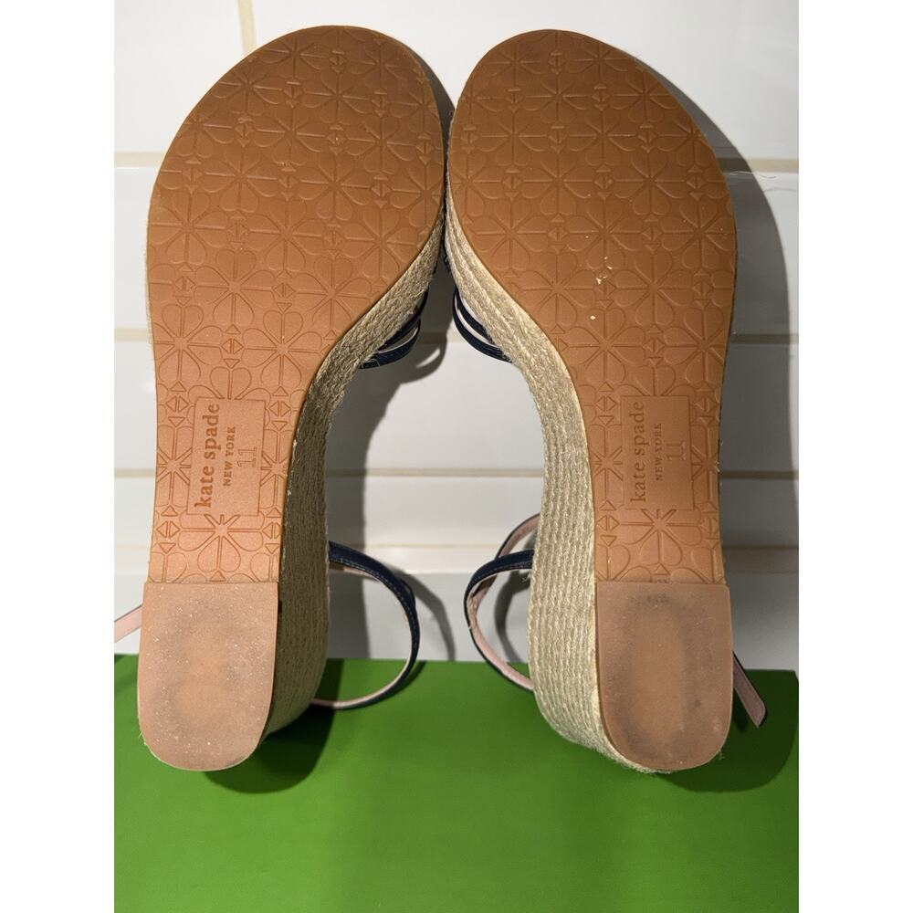 Kate Spade Tessa Navy Blue Leather Espadrille Wedge Sandals Size 11 B EUC - Picture 10 of 15